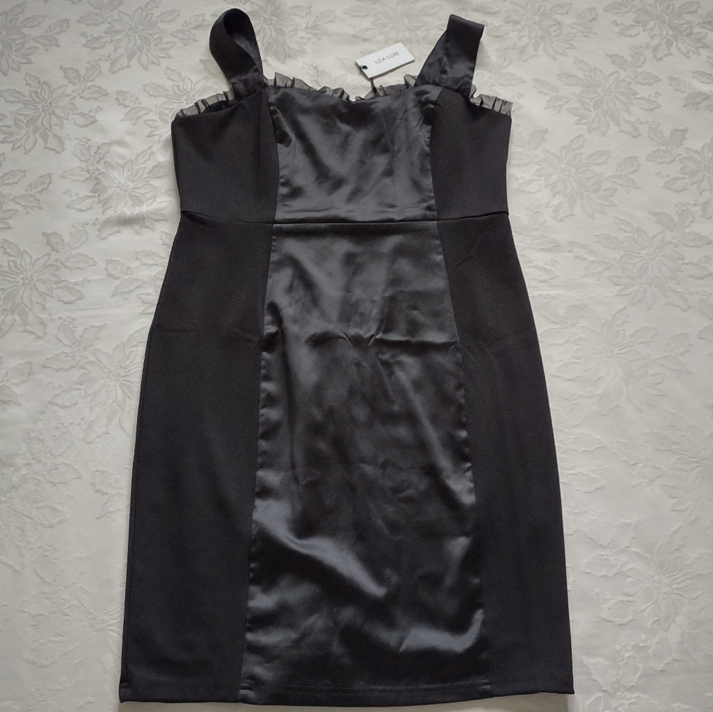 New 🎀 Liza Luxe Modcloth pinup wiggle pencil black dress sweetheart neckline